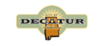 A city of decatur logo with the state in the middle.
